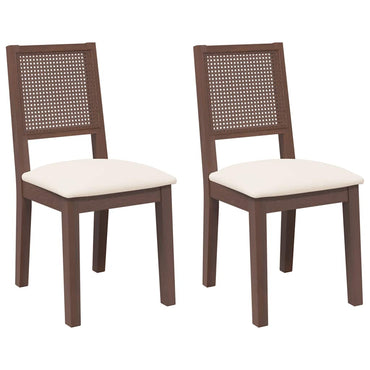 vidaXL Chaises de salle à manger avec coussins 2 pcs Marron Bois d'hévéa massif
