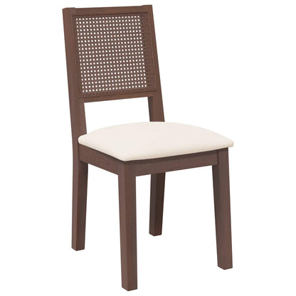 vidaXL Chaises de salle à manger avec coussins 2 pcs Marron Bois d'hévéa massif
