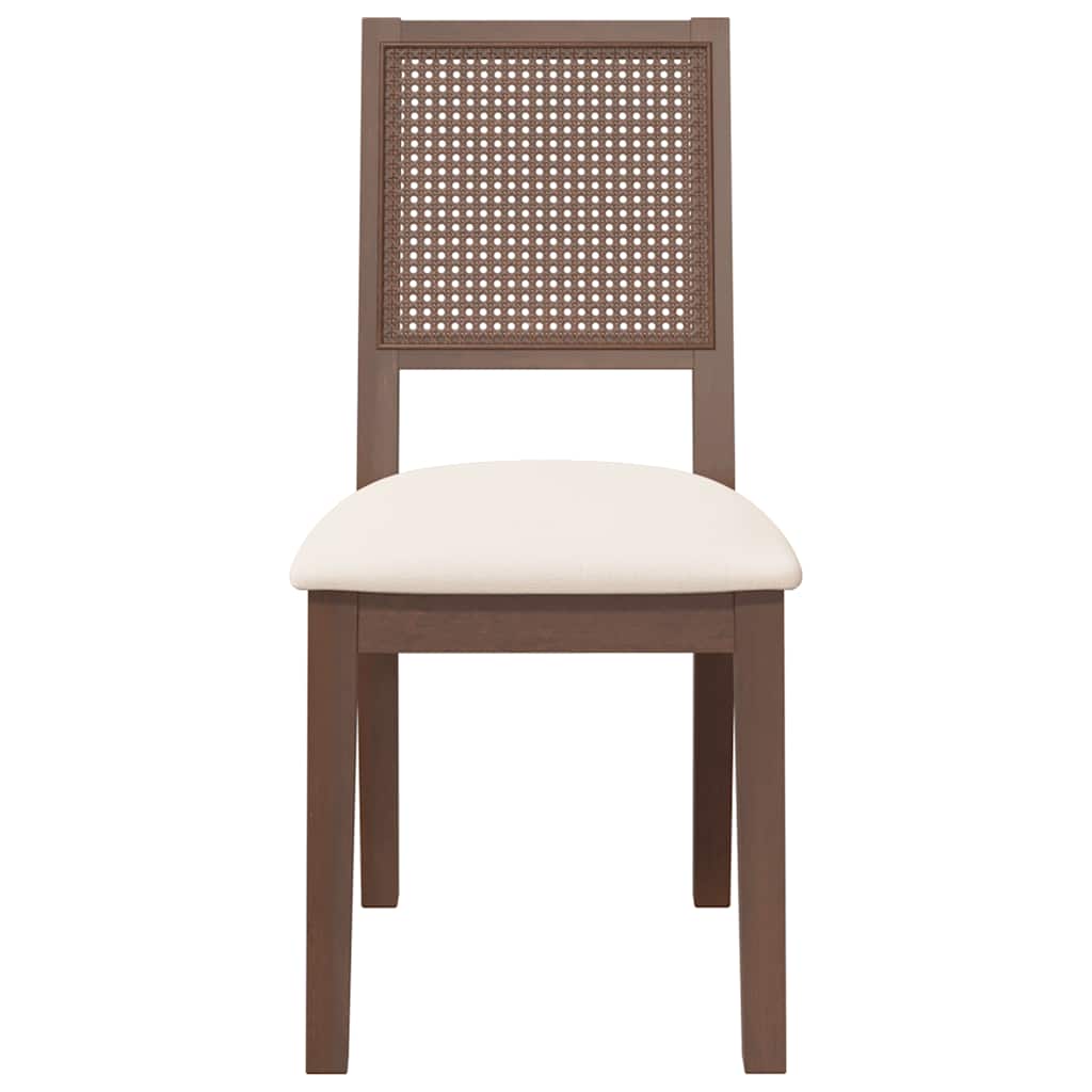 vidaXL Chaises de salle à manger avec coussins 2 pcs Marron Bois d'hévéa massif