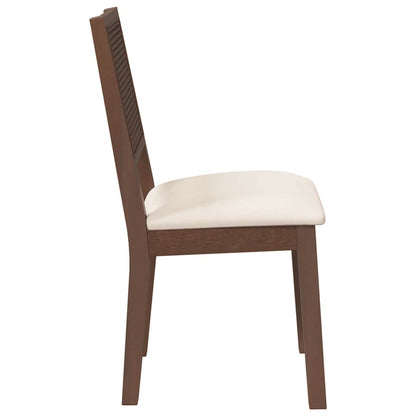 vidaXL Chaises de salle à manger avec coussins 2 pcs Marron Bois d'hévéa massif