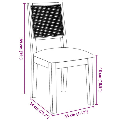 vidaXL Chaises de salle à manger avec coussins 2 pcs Marron Bois d'hévéa massif