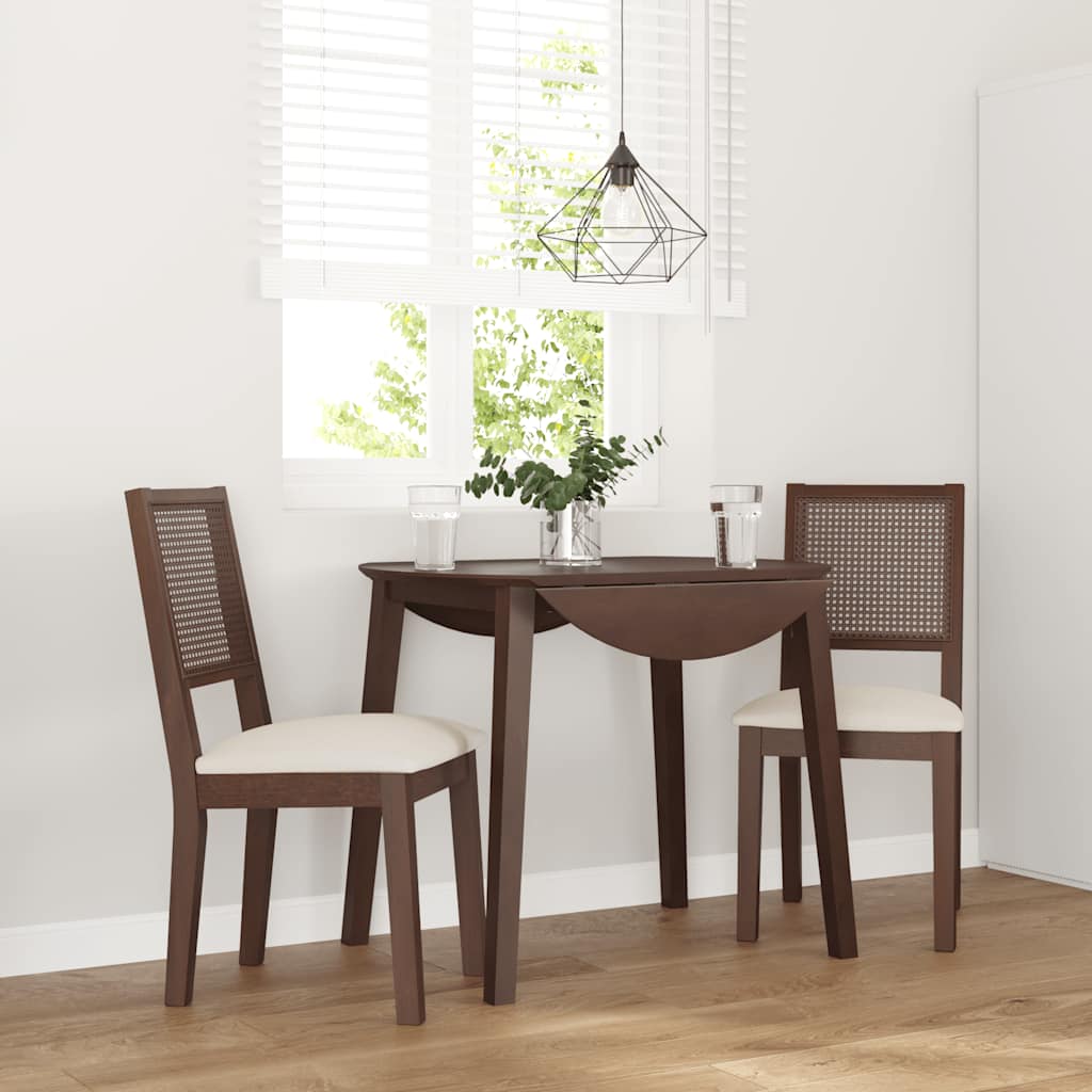 vidaXL Chaises de salle à manger avec coussins 2 pcs Marron Bois d'hévéa massif
