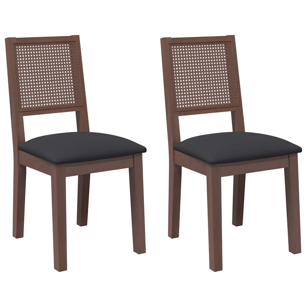 vidaXL Chaises de salle à manger avec coussins 2 pcs Marron Bois d'hévéa massif