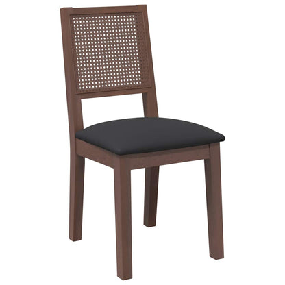 vidaXL Chaises de salle à manger avec coussins 2 pcs Marron Bois d'hévéa massif