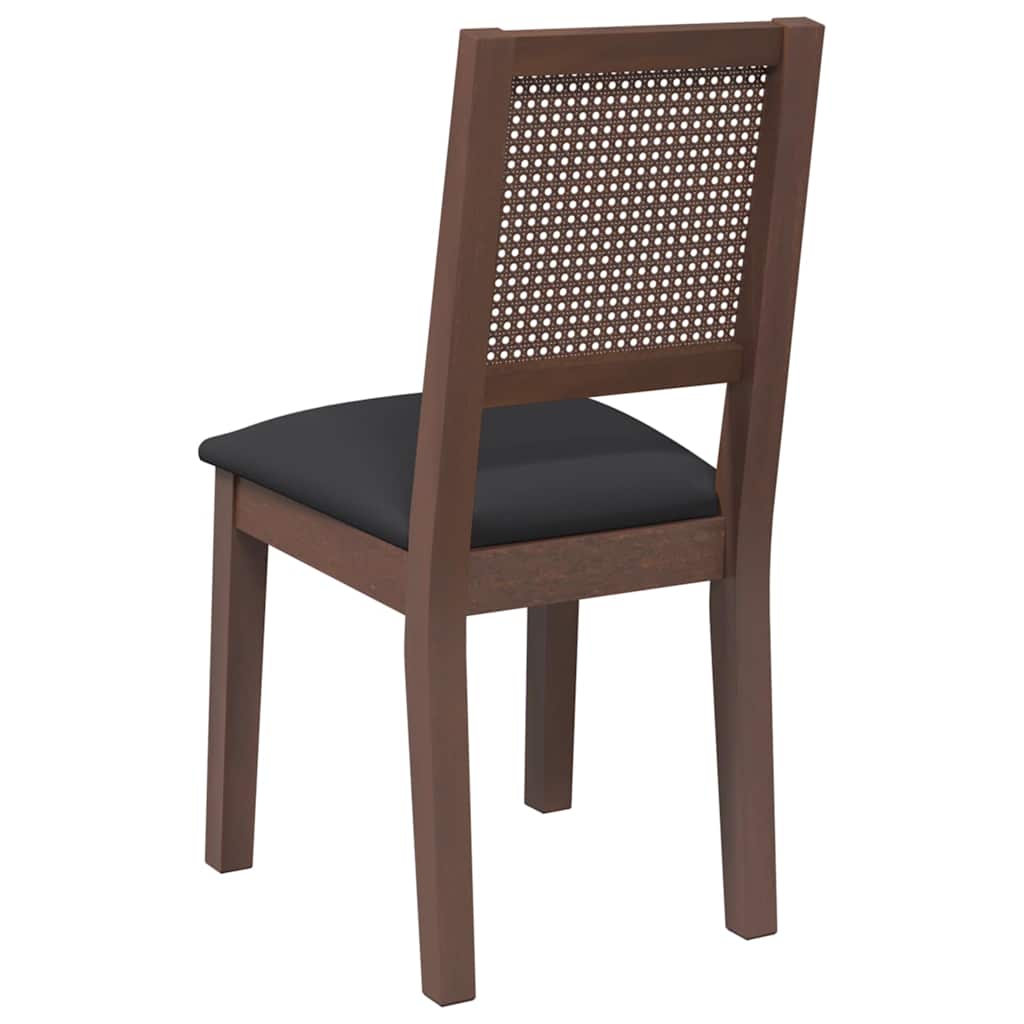 vidaXL Chaises de salle à manger avec coussins 2 pcs Marron Bois d'hévéa massif