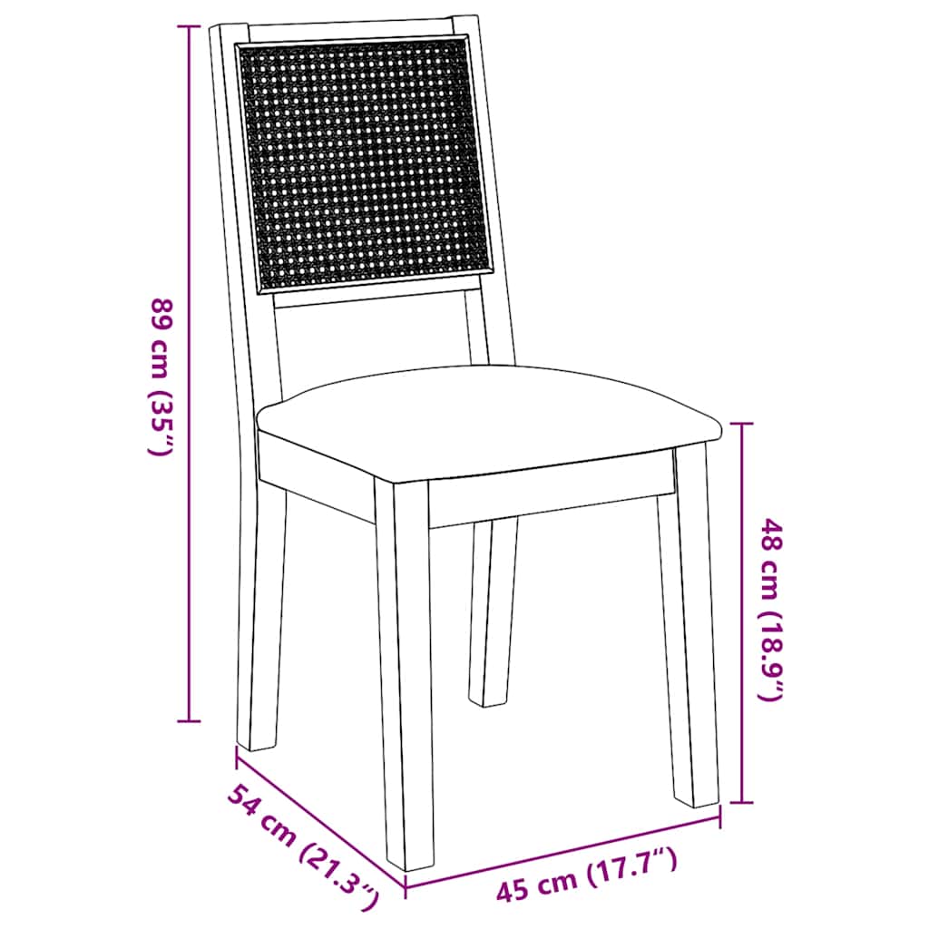 vidaXL Chaises de salle à manger avec coussins 2 pcs Marron Bois d'hévéa massif