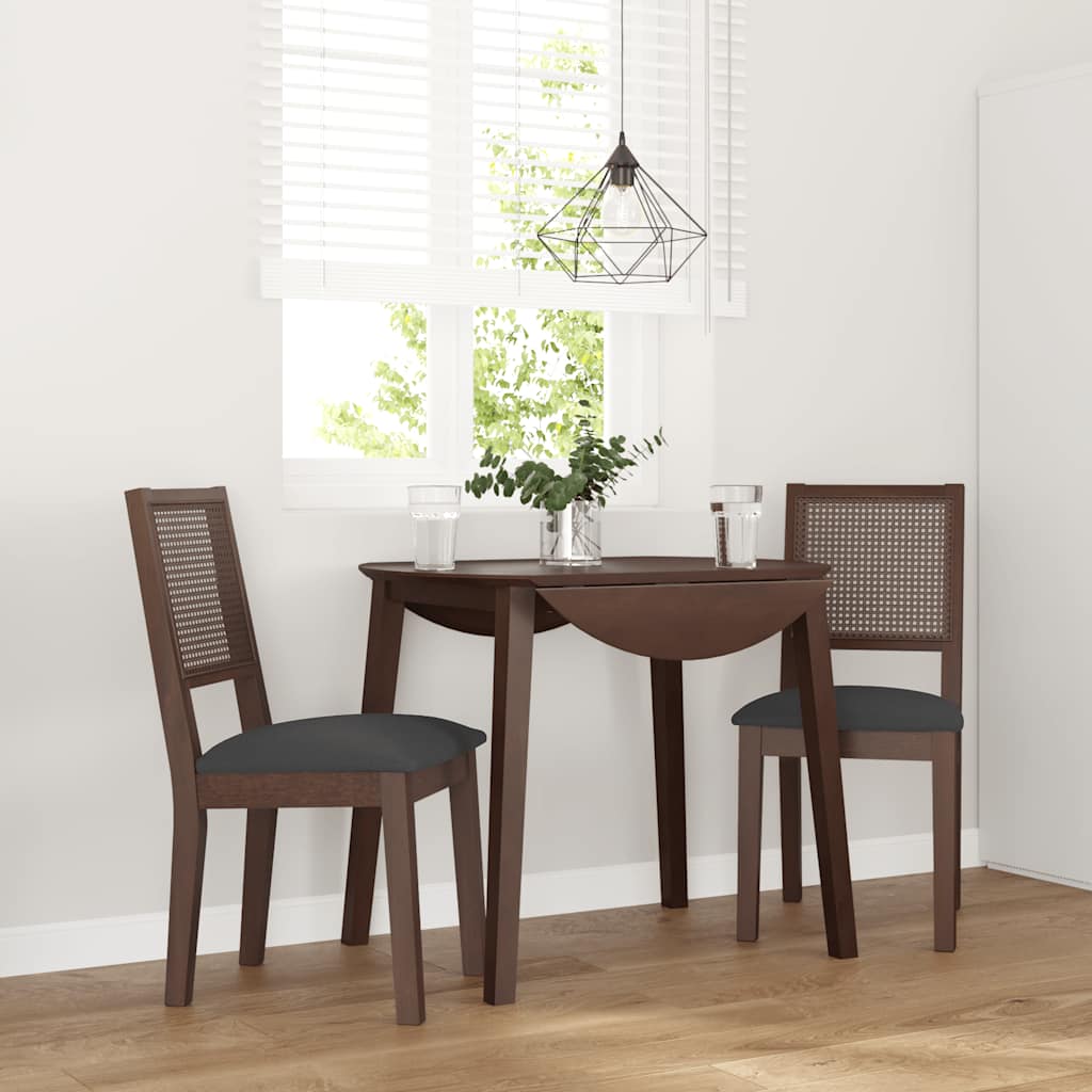 vidaXL Chaises de salle à manger avec coussins 2 pcs Marron Bois d'hévéa massif