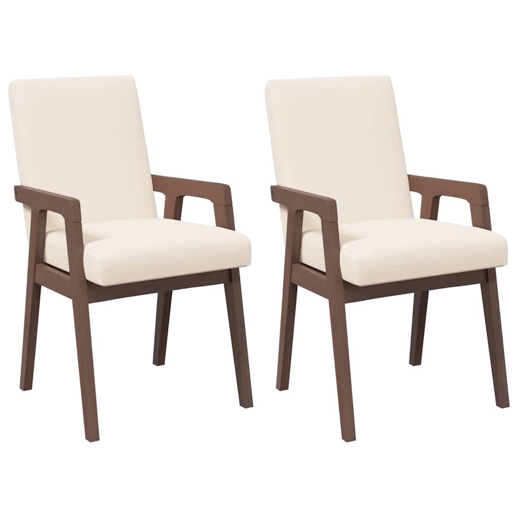 vidaXL Chaises de salle à manger avec coussins 2 pcs Marron Bois d'hévéa massif