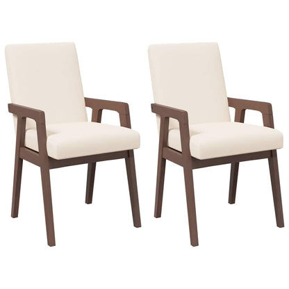 vidaXL Chaises de salle à manger avec coussins 2 pcs Marron Bois d'hévéa massif