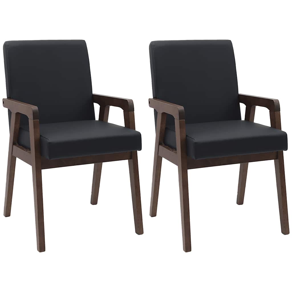 vidaXL Chaises de salle à manger avec coussins 2 pcs Marron Bois d'hévéa massif
