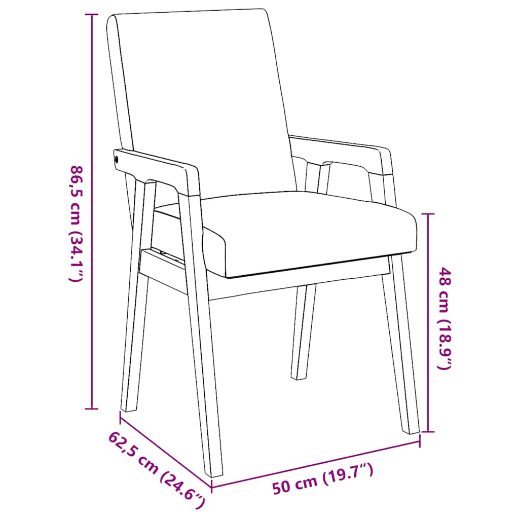 vidaXL Chaises de salle à manger avec coussins 2 pcs Marron Bois d'hévéa massif