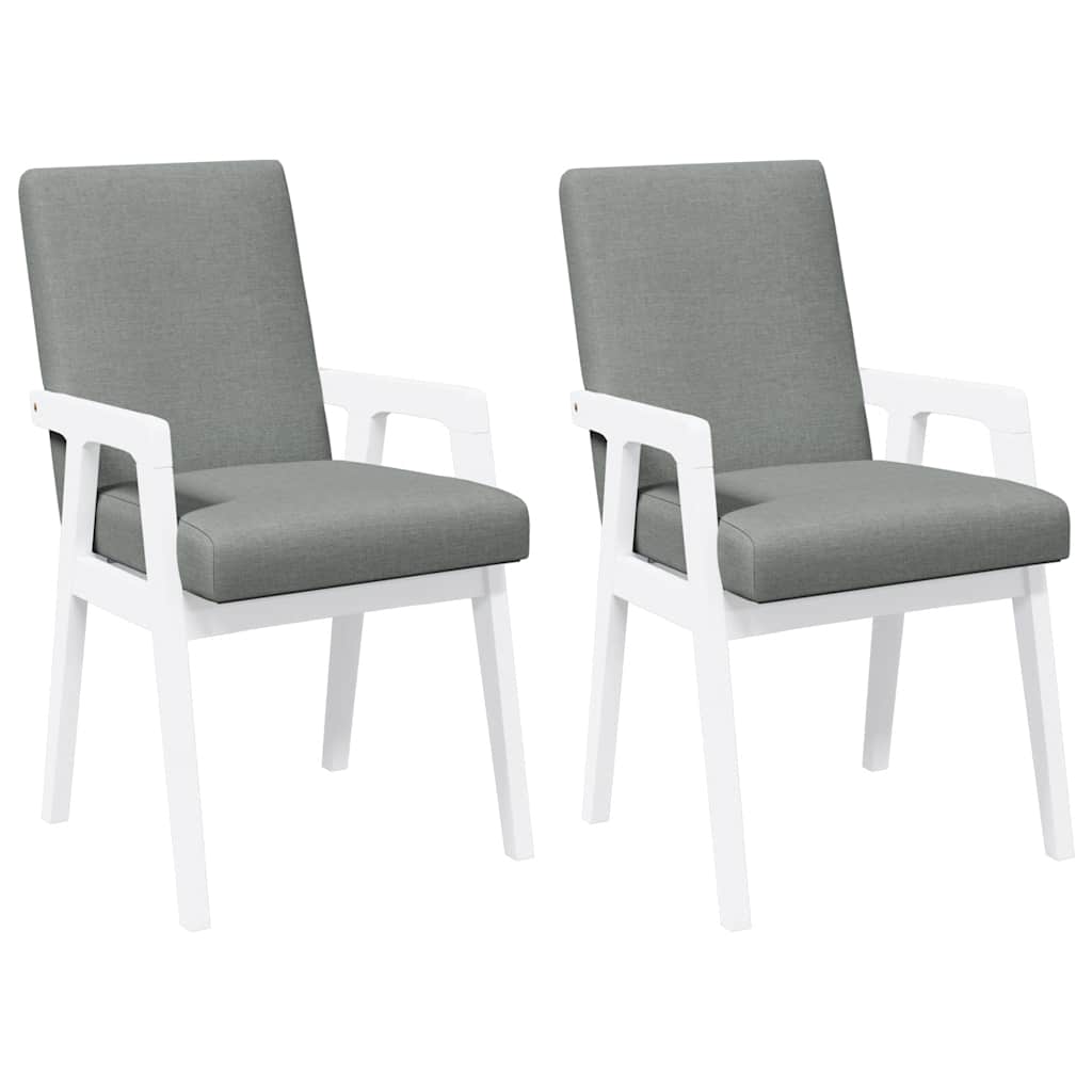 vidaXL Chaises de salle à manger avec coussins 2 pcs Blanc Bois d'hévéa massif