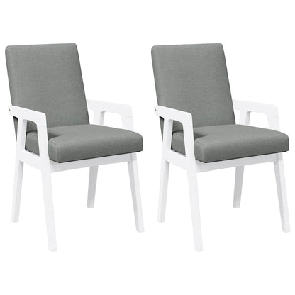 vidaXL Chaises de salle à manger avec coussins 2 pcs Blanc Bois d'hévéa massif