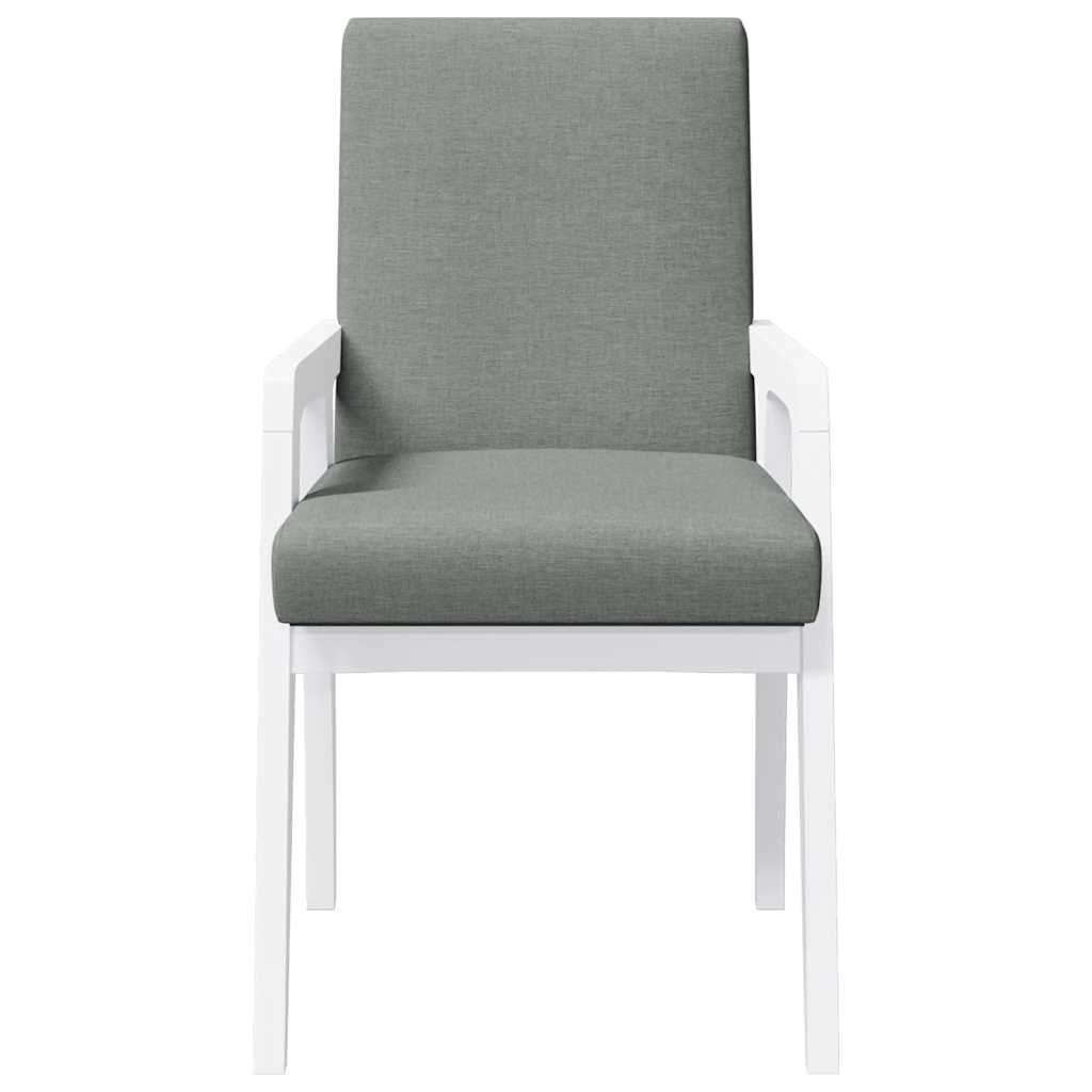 vidaXL Chaises de salle à manger avec coussins 2 pcs Blanc Bois d'hévéa massif
