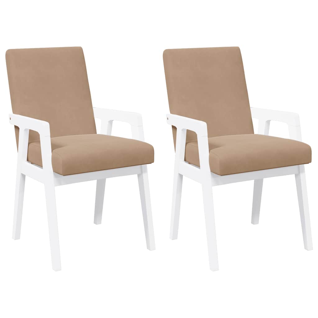 Esszimmerstühle mit Kissen 2 Stk. Weiß Massivholz Gummibaum