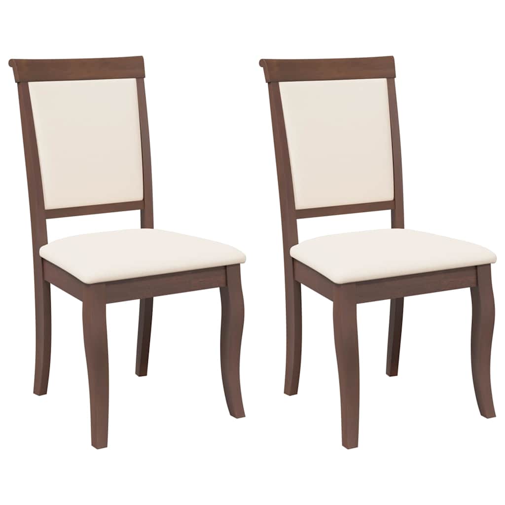 vidaXL Chaises de salle à manger avec coussins 2 pcs Marron Bois d'hévéa massif