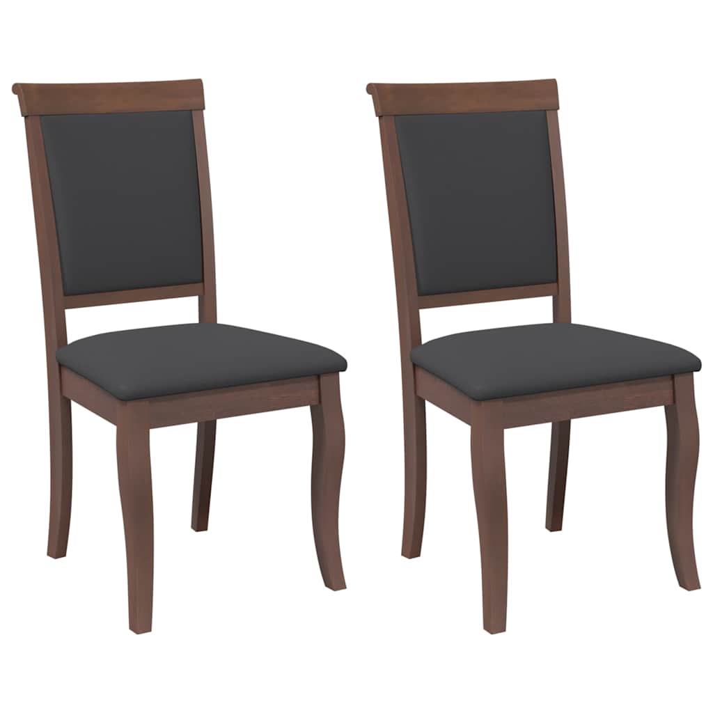 vidaXL Chaises de salle à manger avec coussins 2 pcs Marron Bois d'hévéa massif