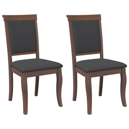 vidaXL Chaises de salle à manger avec coussins 2 pcs Marron Bois d'hévéa massif