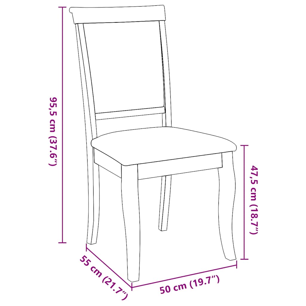 vidaXL Chaises de salle à manger avec coussins 2 pcs Marron Bois d'hévéa massif