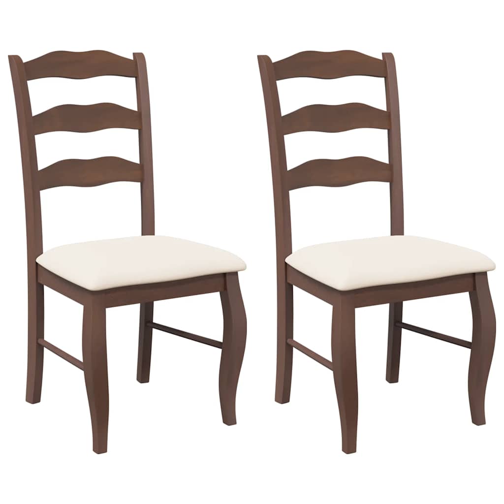 vidaXL Chaises de salle à manger avec coussins 2 pcs Marron Bois d'hévéa massif