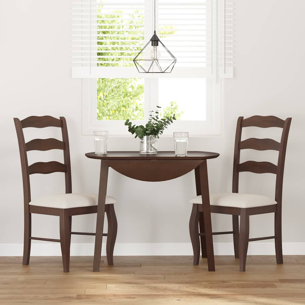 vidaXL Chaises de salle à manger avec coussins 2 pcs Marron Bois d'hévéa massif