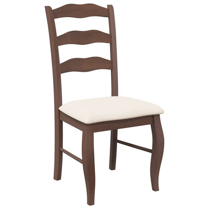vidaXL Chaises de salle à manger avec coussins 2 pcs Marron Bois d'hévéa massif