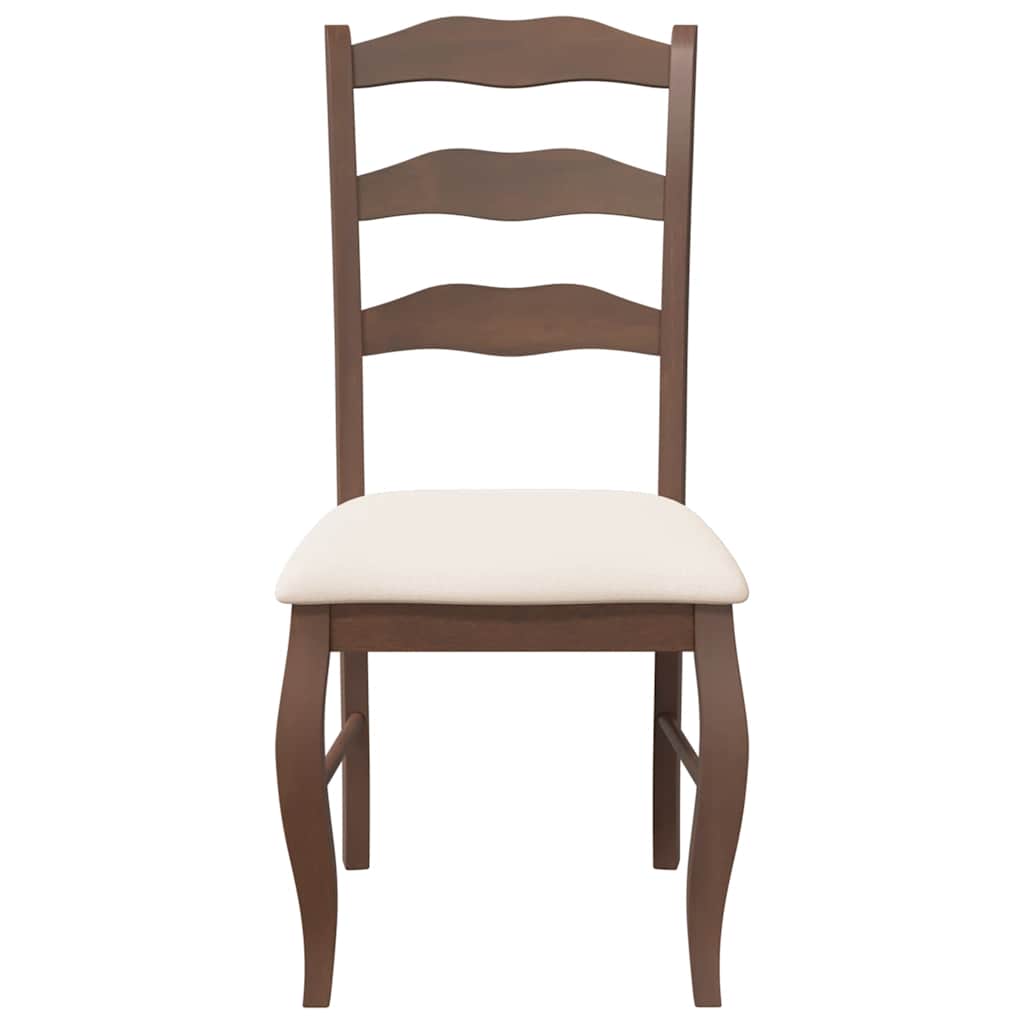 vidaXL Chaises de salle à manger avec coussins 2 pcs Marron Bois d'hévéa massif