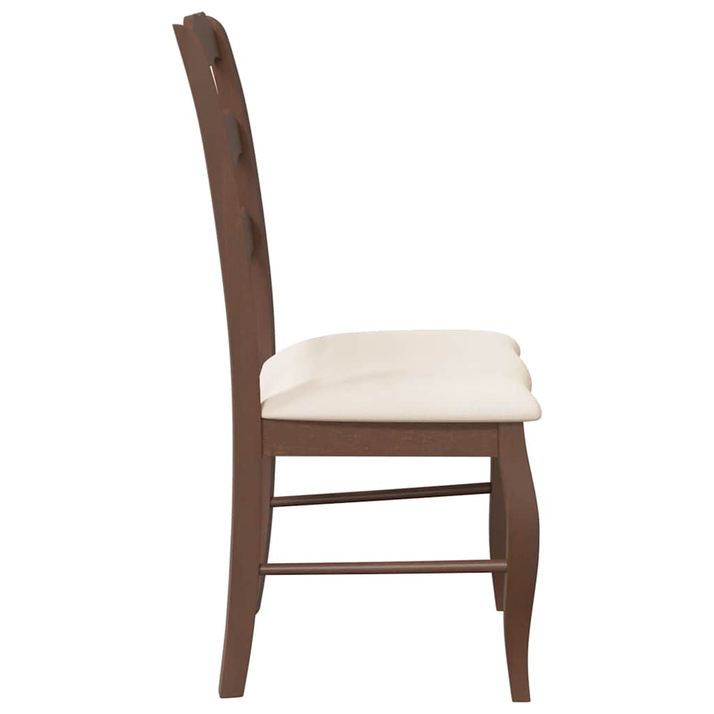 vidaXL Chaises de salle à manger avec coussins 2 pcs Marron Bois d'hévéa massif