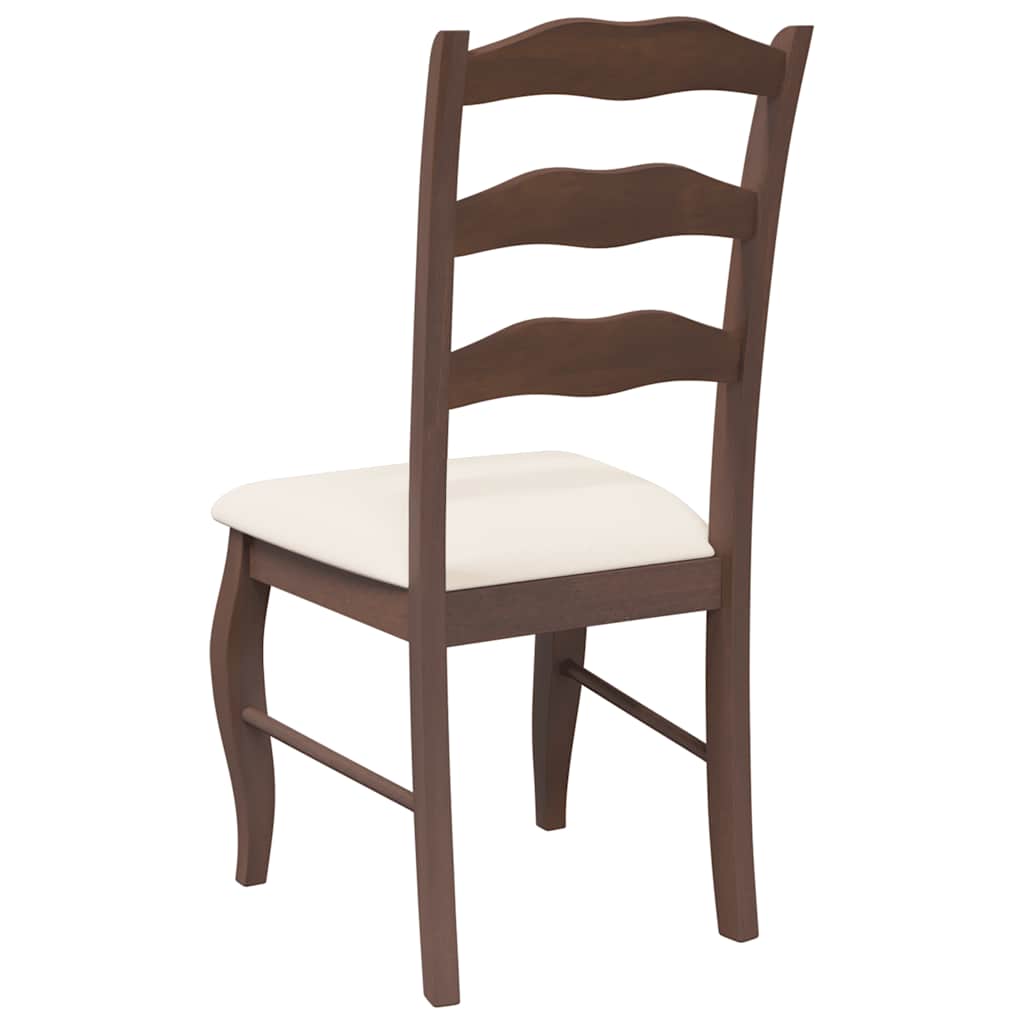 vidaXL Chaises de salle à manger avec coussins 2 pcs Marron Bois d'hévéa massif