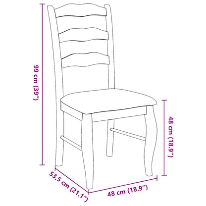 vidaXL Chaises de salle à manger avec coussins 2 pcs Marron Bois d'hévéa massif