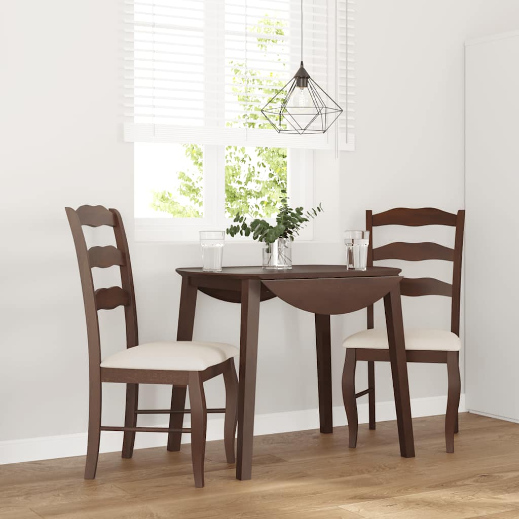 vidaXL Chaises de salle à manger avec coussins 2 pcs Marron Bois d'hévéa massif