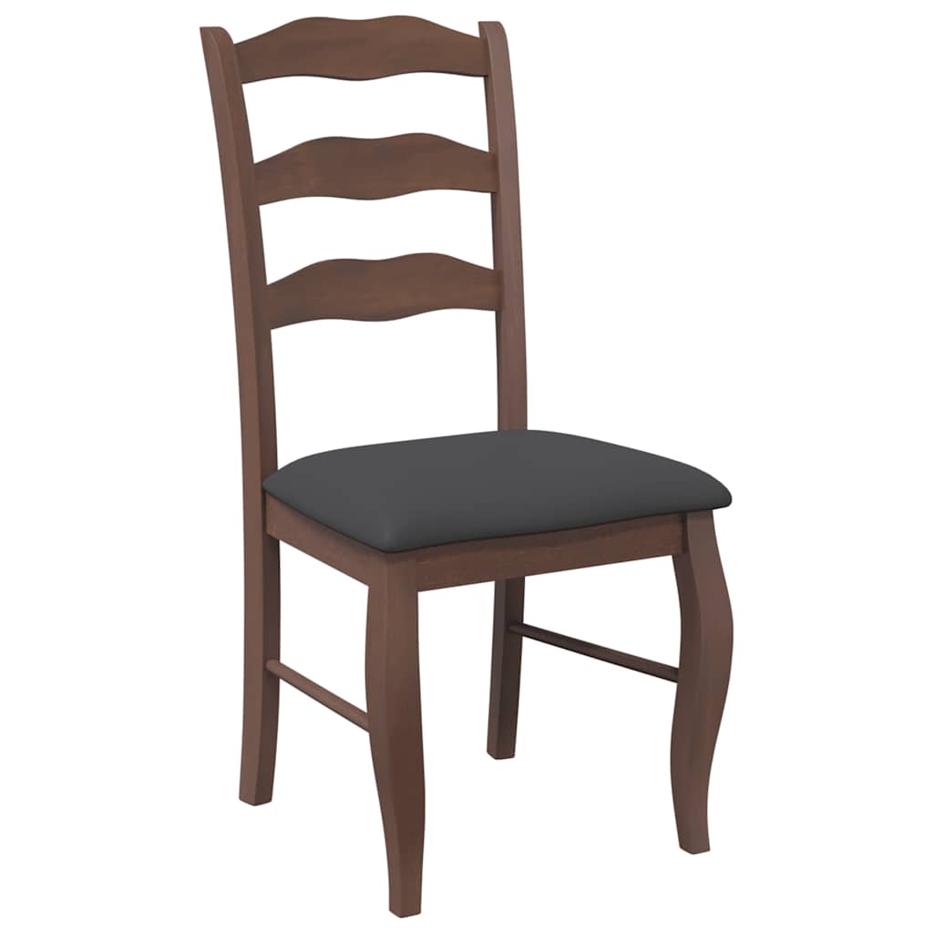 vidaXL Chaises de salle à manger avec coussins 2 pcs Marron Bois d'hévéa massif