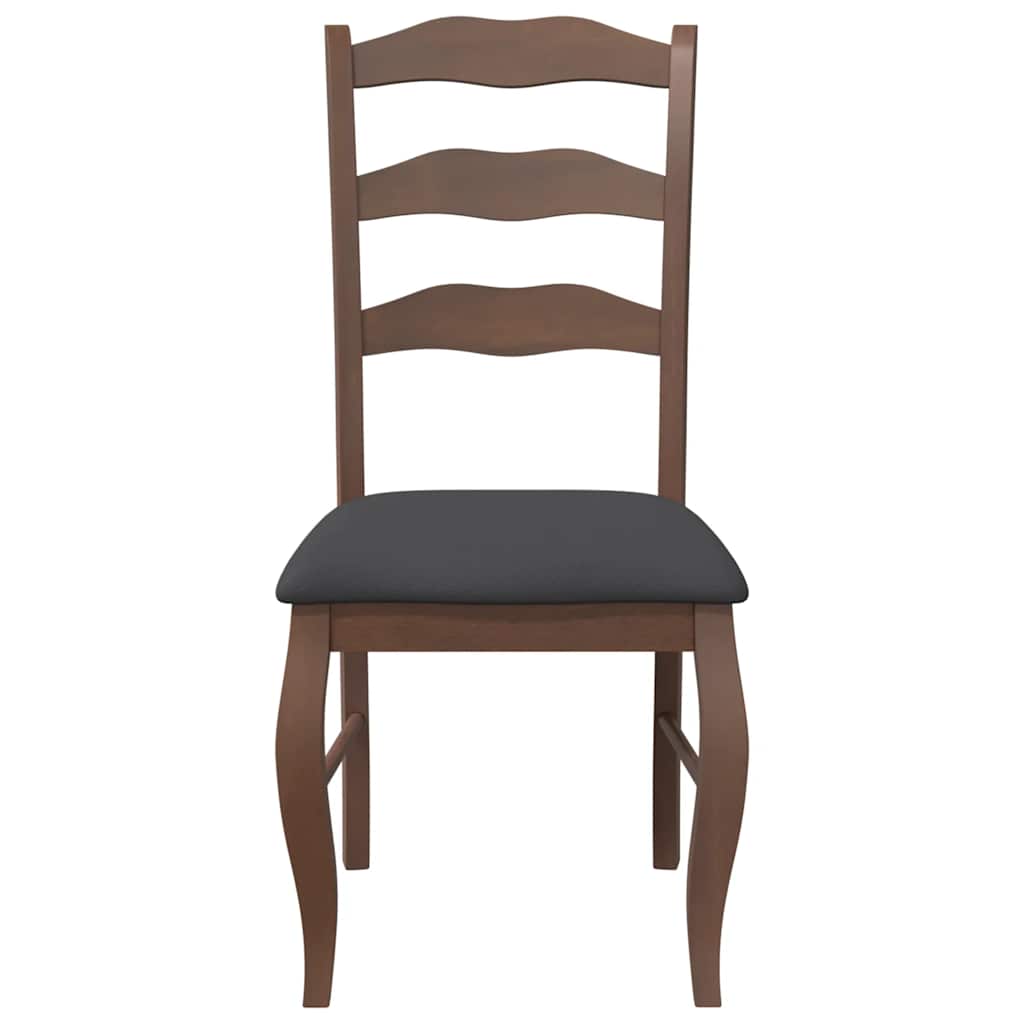 vidaXL Chaises de salle à manger avec coussins 2 pcs Marron Bois d'hévéa massif