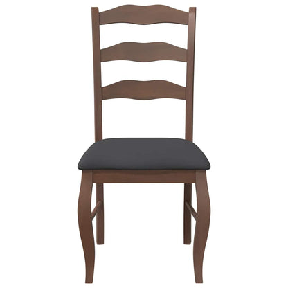 vidaXL Chaises de salle à manger avec coussins 2 pcs Marron Bois d'hévéa massif