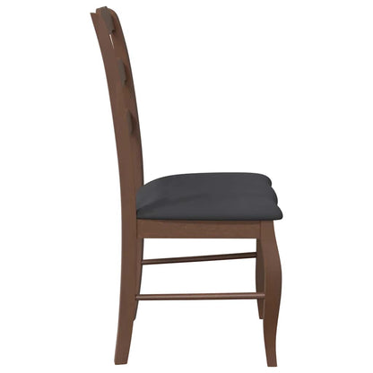 vidaXL Chaises de salle à manger avec coussins 2 pcs Marron Bois d'hévéa massif