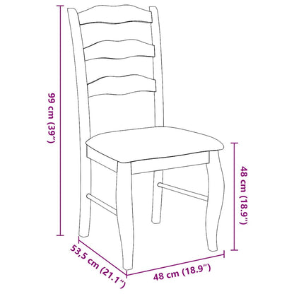 vidaXL Chaises de salle à manger avec coussins 2 pcs Marron Bois d'hévéa massif