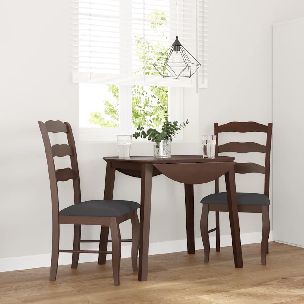 vidaXL Chaises de salle à manger avec coussins 2 pcs Marron Bois d'hévéa massif