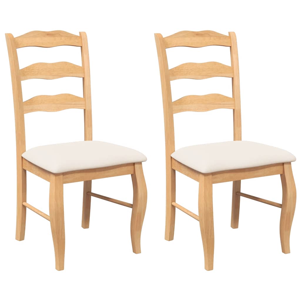 vidaXL Chaises de salle à manger avec coussins 2 pcs Bois d'hévéa massif Naturel