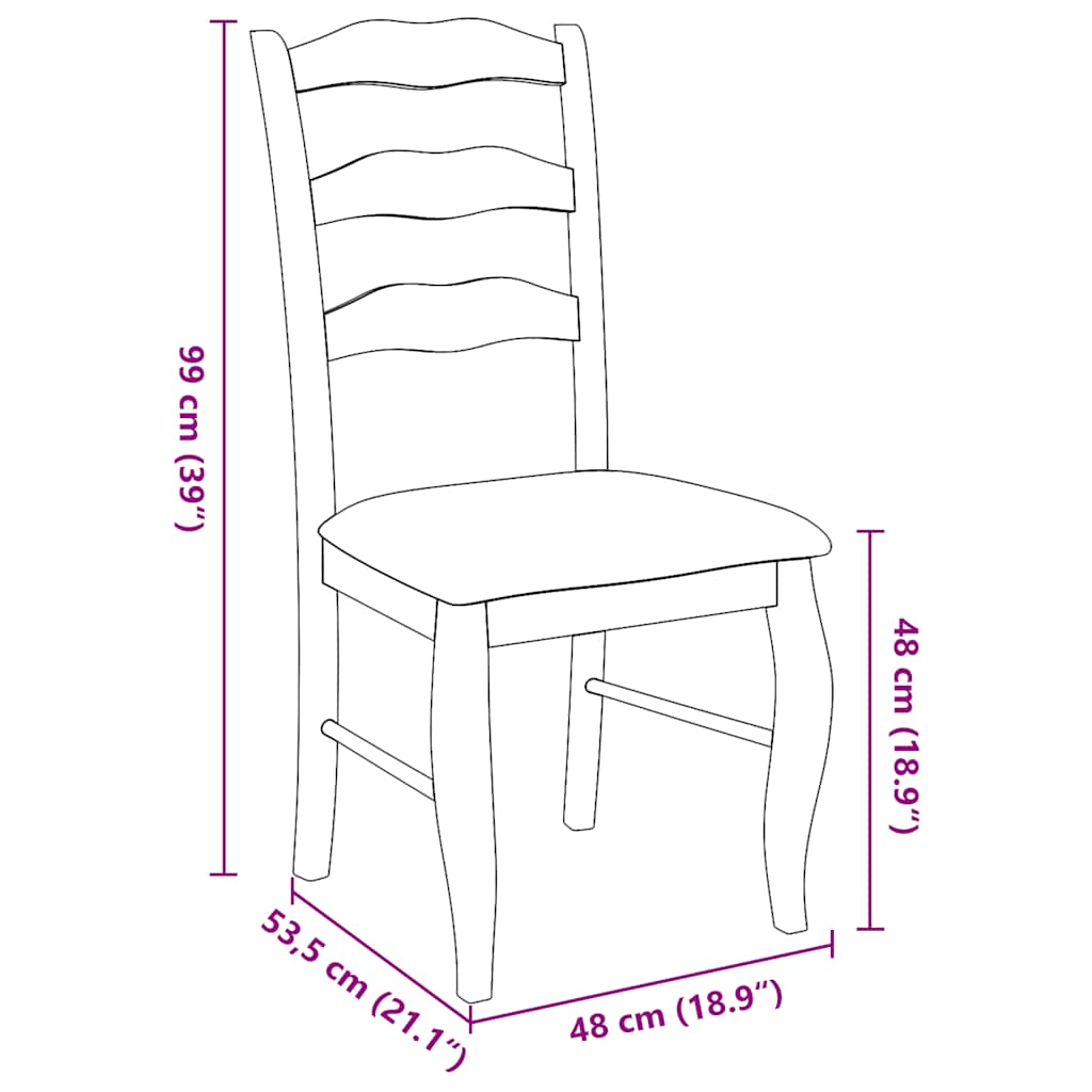 vidaXL Chaises de salle à manger avec coussins 2 pcs Bois d'hévéa massif Naturel