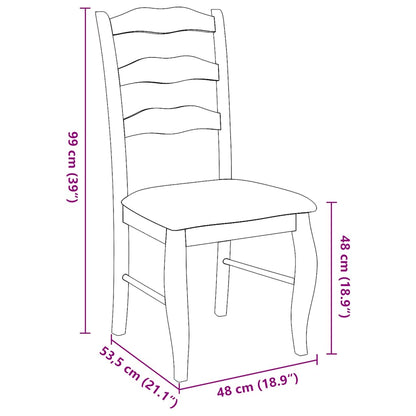 vidaXL Chaises de salle à manger avec coussins 2 pcs Bois d'hévéa massif Naturel