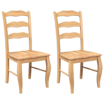 Esszimmerstühle 2 Stk. Natur Massivholz Gummibaum