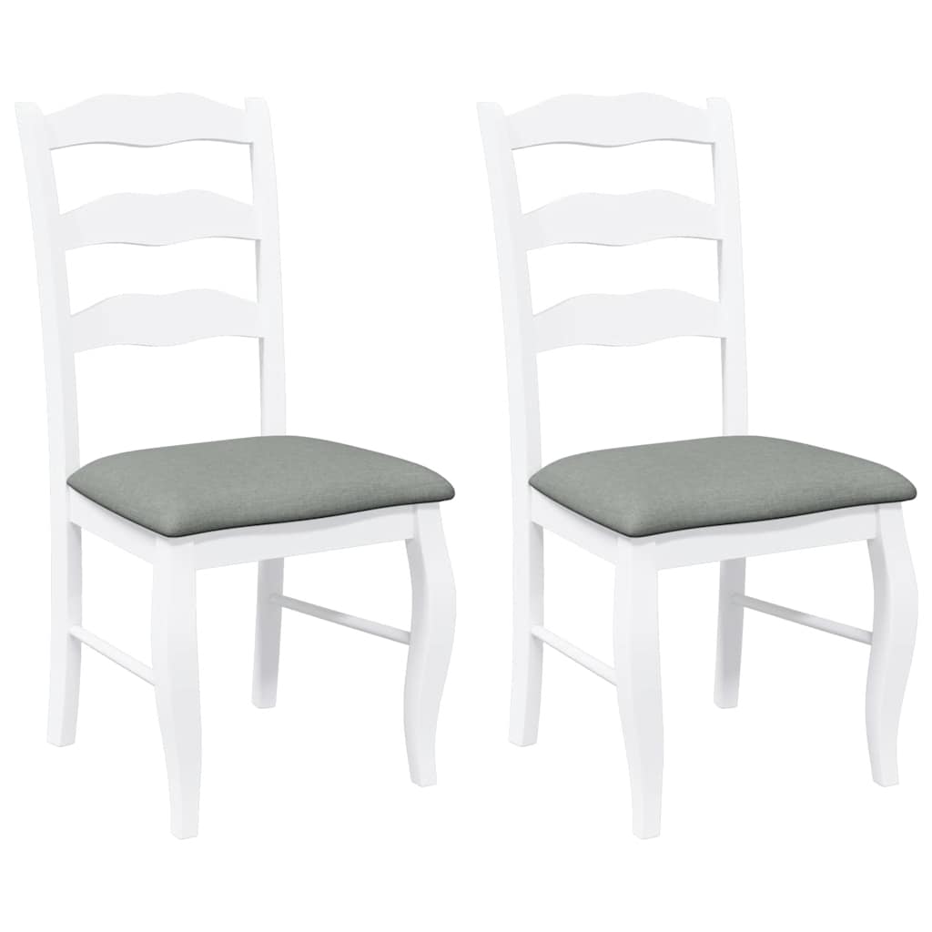 vidaXL Chaises de salle à manger avec coussins 2 pcs Blanc Bois d'hévéa massif