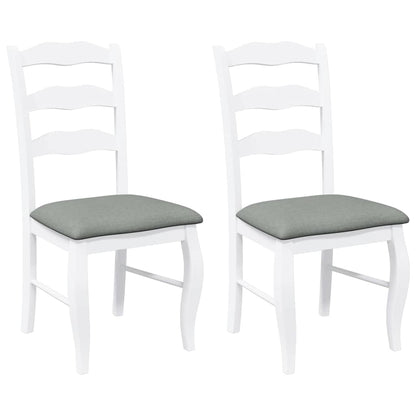 vidaXL Chaises de salle à manger avec coussins 2 pcs Blanc Bois d'hévéa massif