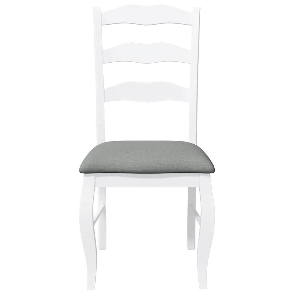vidaXL Chaises de salle à manger avec coussins 2 pcs Blanc Bois d'hévéa massif