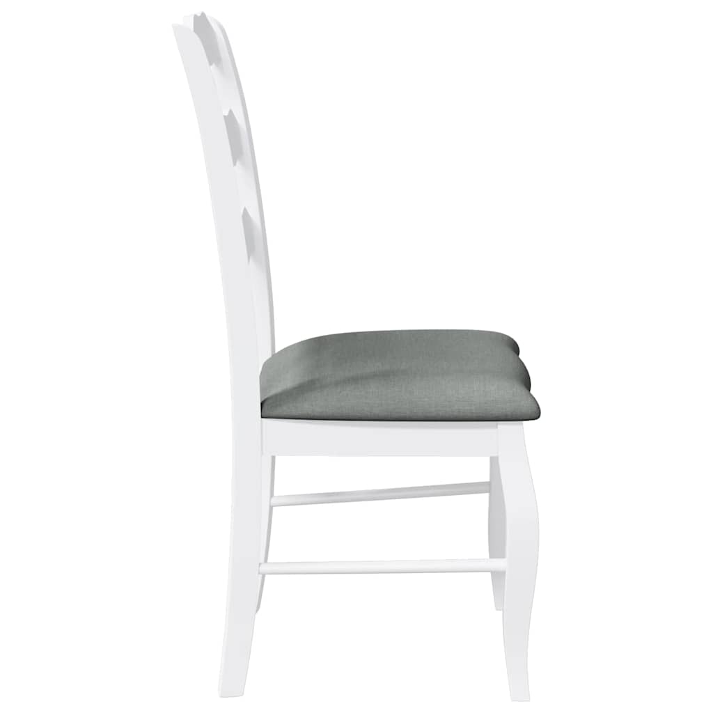 vidaXL Chaises de salle à manger avec coussins 2 pcs Blanc Bois d'hévéa massif