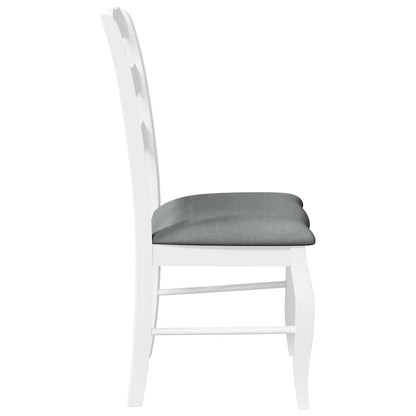 vidaXL Chaises de salle à manger avec coussins 2 pcs Blanc Bois d'hévéa massif