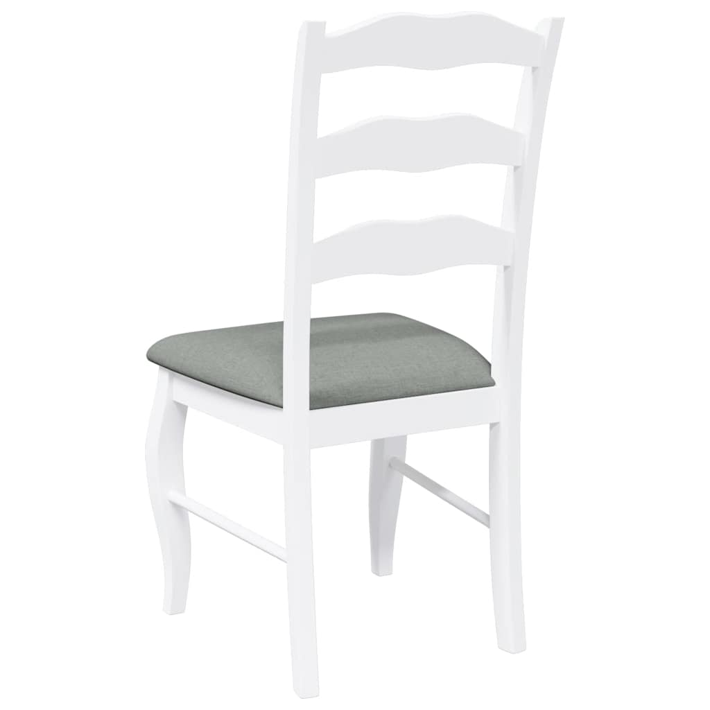 vidaXL Chaises de salle à manger avec coussins 2 pcs Blanc Bois d'hévéa massif