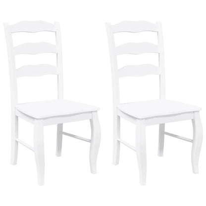 Esszimmerstühle 2 Stk. Weiß Massivholz Gummibaum