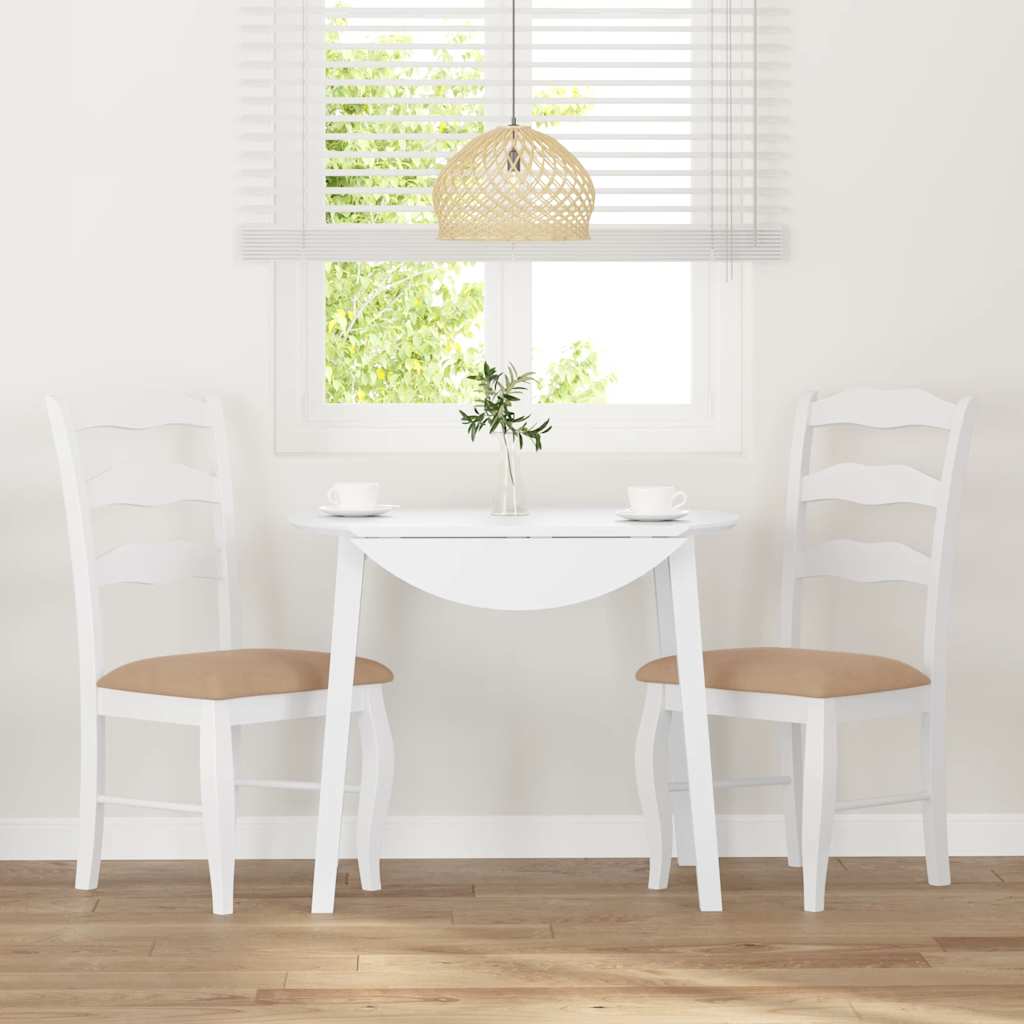 vidaXL Chaises de salle à manger avec coussins 2 pcs Blanc Bois d'hévéa massif