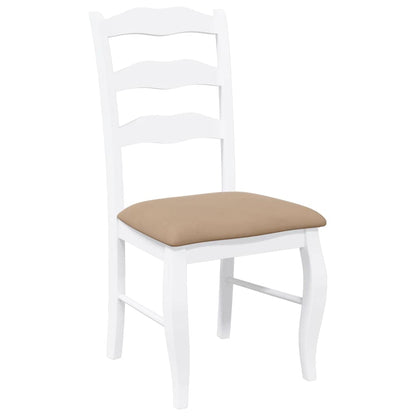 vidaXL Chaises de salle à manger avec coussins 2 pcs Blanc Bois d'hévéa massif